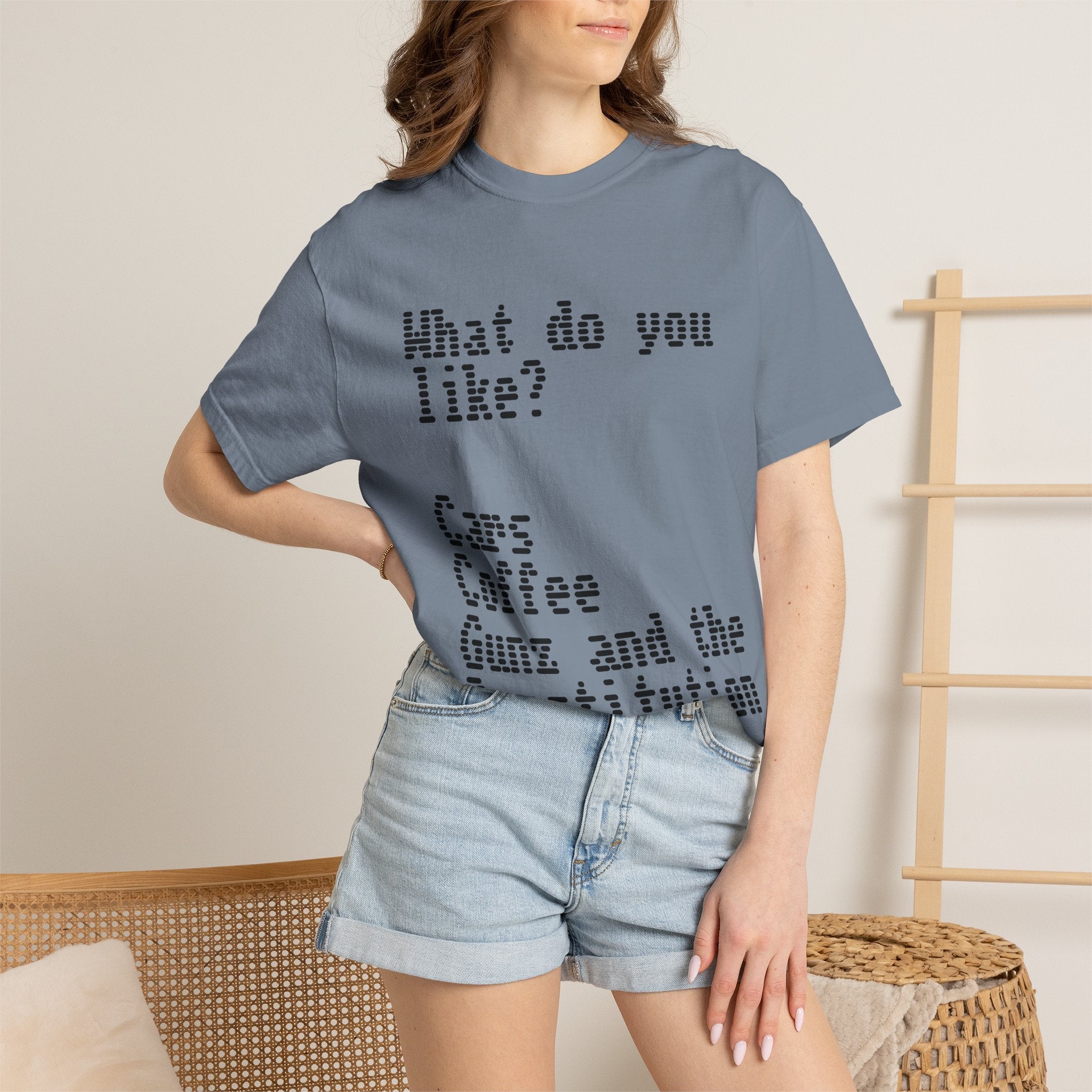 T-Shirt — "What do you like? Cars Coffee Guns Constitution" Graphic Tee