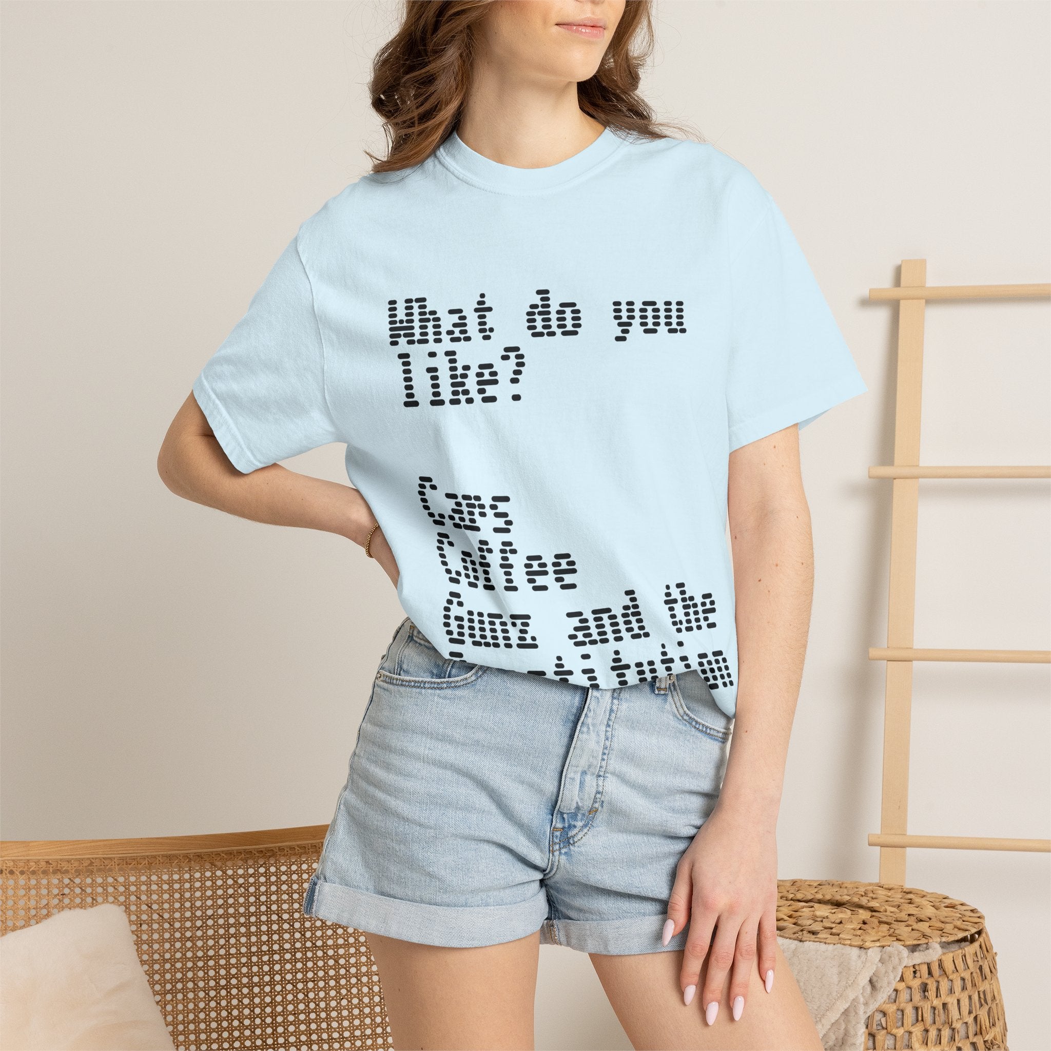 T-Shirt — "What do you like? Cars Coffee Guns Constitution" Graphic Tee