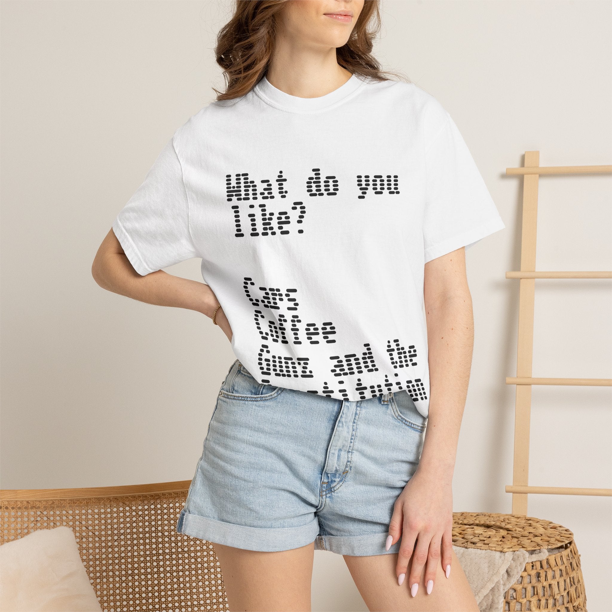 T-Shirt — "What do you like? Cars Coffee Guns Constitution" Graphic Tee