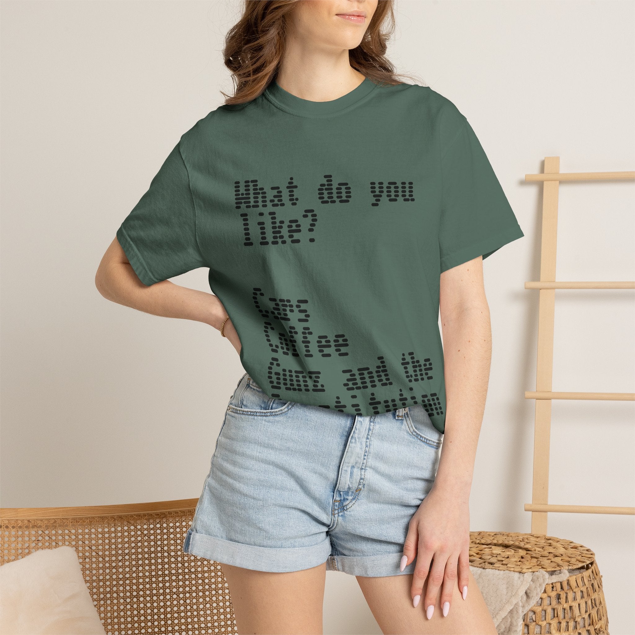T-Shirt — "What do you like? Cars Coffee Guns Constitution" Graphic Tee