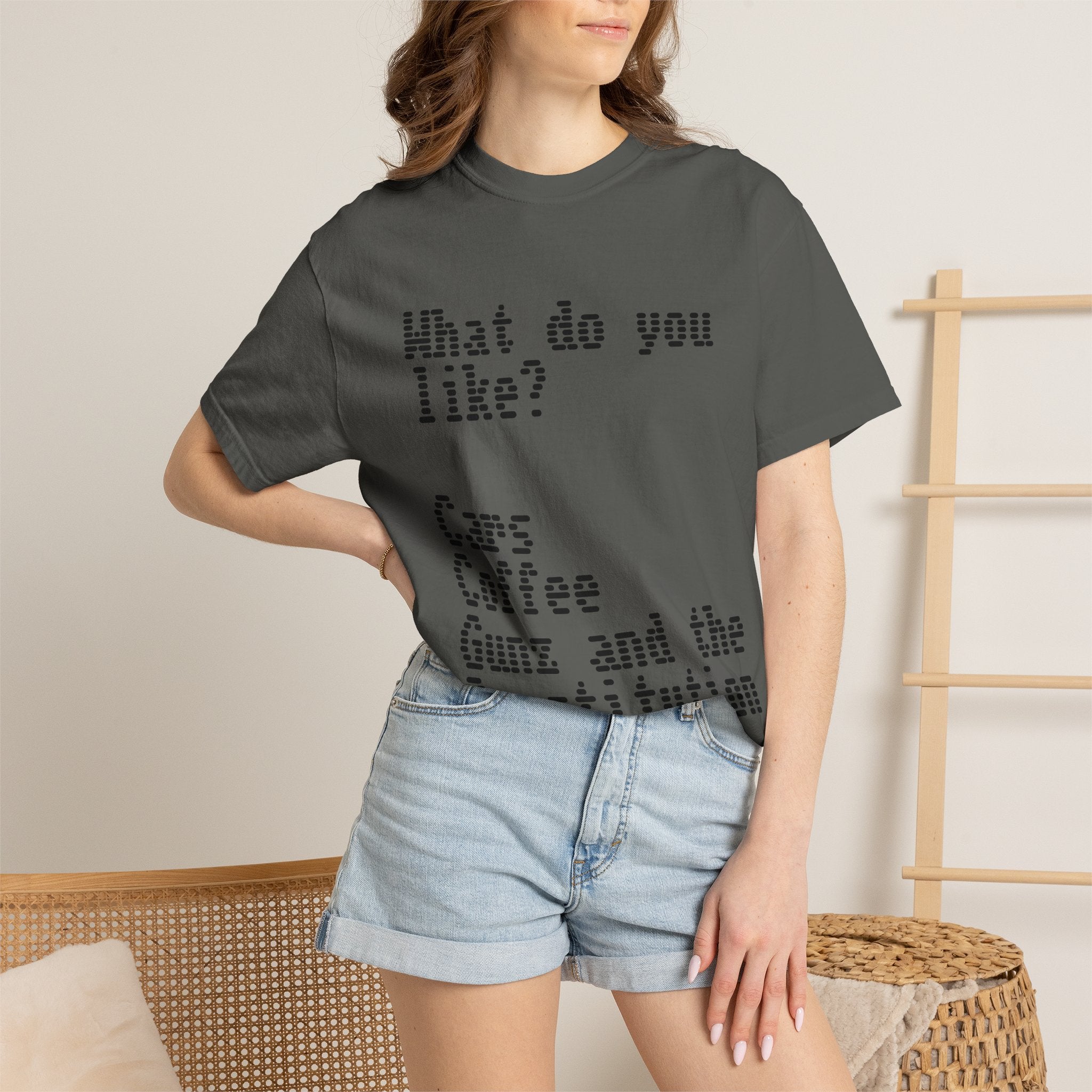 T-Shirt — "What do you like? Cars Coffee Guns Constitution" Graphic Tee