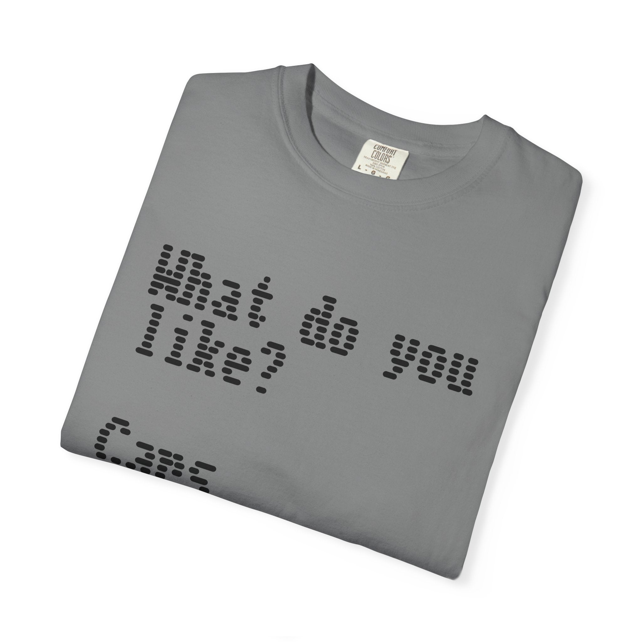 T-Shirt — "What do you like? Cars Coffee Guns Constitution" Graphic Tee