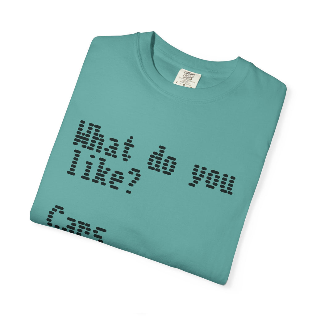 T-Shirt — "What do you like? Cars Coffee Guns Constitution" Graphic Tee
