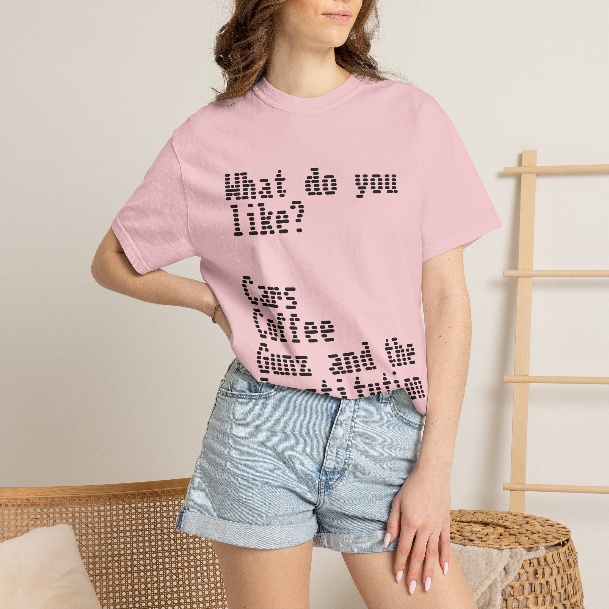 T-Shirt — "What do you like? Cars Coffee Guns Constitution" Graphic Tee