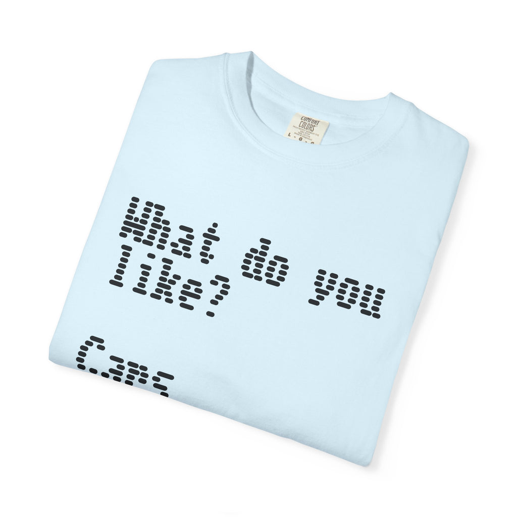T-Shirt — "What do you like? Cars Coffee Guns Constitution" Graphic Tee