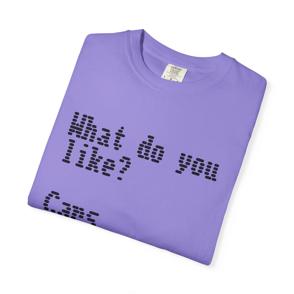 T-Shirt — "What do you like? Cars Coffee Guns Constitution" Graphic Tee
